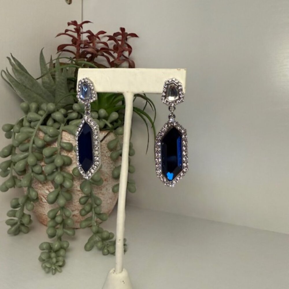 Park Lane Blue Geometric Drop Earrings – Bold and Elegant Statement Jewelry